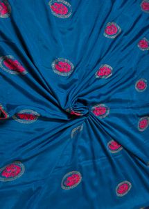 Partywear Blue Crepe Embellished Embroidered Saree