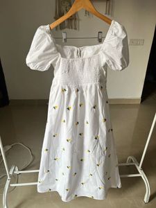 Floral Embroidered White Cotton MAXI Dress 🌼