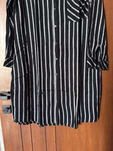 Black Stripes Shirt Dress