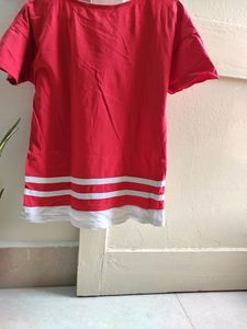 Striped Drop Shoulder Cotton Tshirt