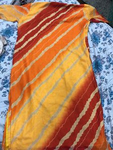 Leheriya Kurta Red And Yellow