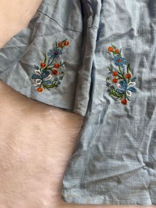 Embroidered Blue Top