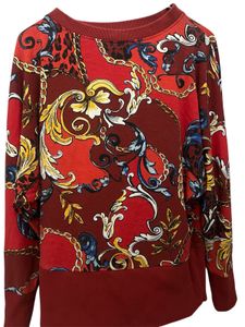 Patterned Pullover Sweatshirt Can Fit S To M