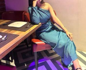 One Shoulder Satin Green Dress