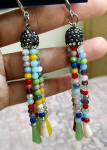 Colorful Beaded Tassel Earrings