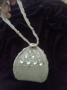 Beaded Silver Pouch
