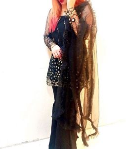Black And Gold Sharara Set