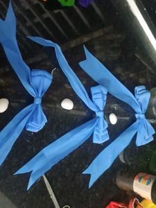 Handmade Blue Ribbon Hair Bows (3)