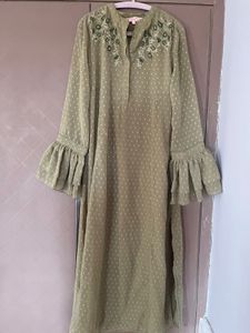 Green Woven Kurta