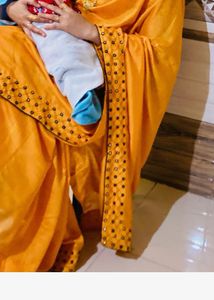 Mustard Embroidered Saree