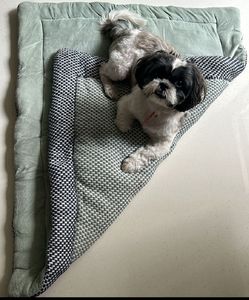 Velvet Knitted Pet Blanket - Blue & Sea Green
