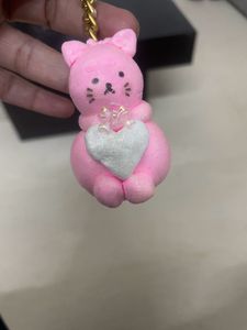 Handmade Sweet Pinky Clay Kitty Keychain