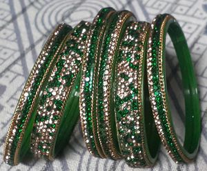 Green Beaded Bangle Set