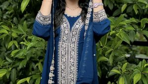Semi PartyWear Aline Gown, Pant Duppata Set