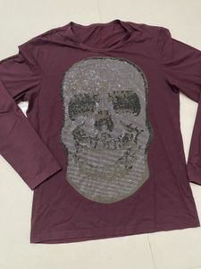 Maroon Skull Long Sleeve Shirt