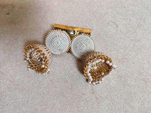 White And Golden Jhumka