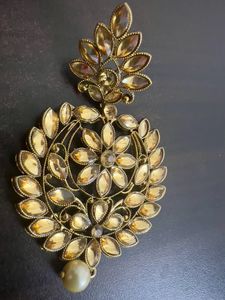 Golden chandbalis with pearl for ethnic attire