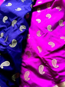 Bright Purple &amp; Nevyblue pallu brand new silk sare