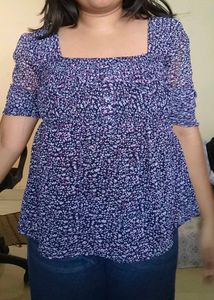 Floral Square Neck Top