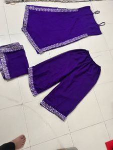 Purple Embellished A-line Kurta Set