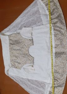 White Flared Gown With Shining Lining