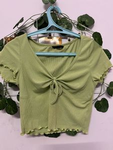Cute Green Tie-Front Top