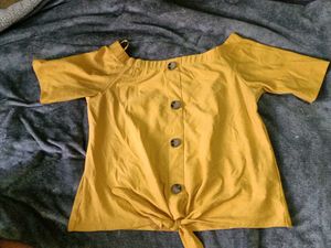 Yellow Button Tie Top