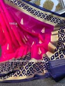 Banarasi Organza Golden Zari Saree Handloom
