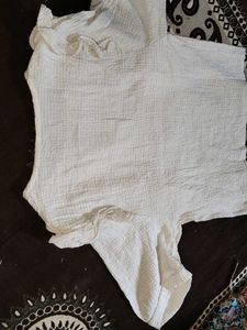 White Textured Top with Details