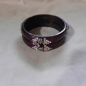 Wooden Bangles Set Women Purple Bracelet Jewellery