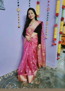 Beautiful Pink Rose Georgette Saree