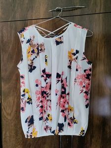 Sleeveless Top White Colour