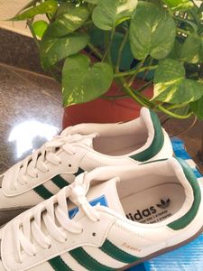 Adidas Sambas Grey With Green Strips(Dupe )