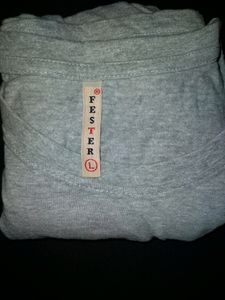 FESTER Women Grey Printed Round Neck T-shirt