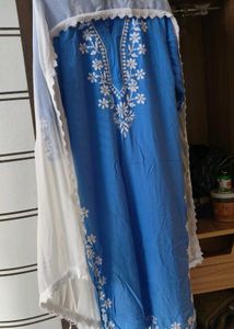 powder blue chikankari kurti set
