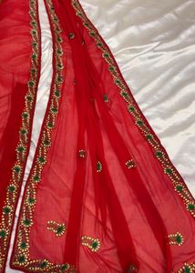 Red Embroidered saree