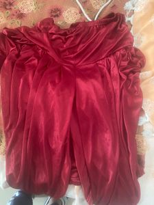 Red Satin  Top &amp; Patiala Pajama Set