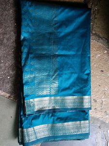 Teal &amp; Silver Sari