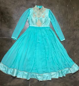 Cyan Heavy Anarkali Suit Set