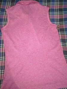 Pink Sleeveless Polo Top