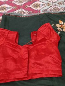 Green Saree with Red Blouse