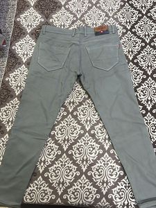 Grey Slim Fit Cotton Pant