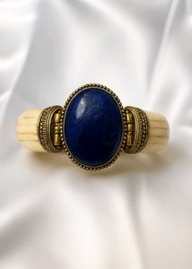 LAPIZ LAZULI Gemstone Bone Mosiac Blue Bangle