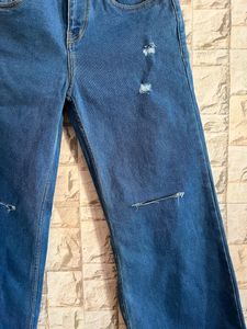 Knees Cut Wide Leg Jeans