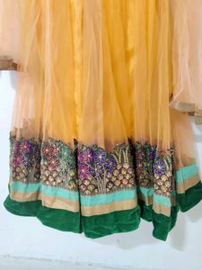 Gold Colour Anarkali Kurta Set