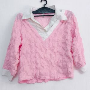 🎉SALE🎉MANGO Pink Collared Neck Pullover