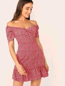 SHEIN Daisy Print Red Dress🍒🍷🎀