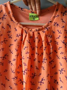 Orange Printed Top