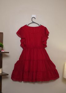 Red Ruffled Girls Dress