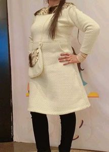 Unique Tweed Dress with Faux Fur